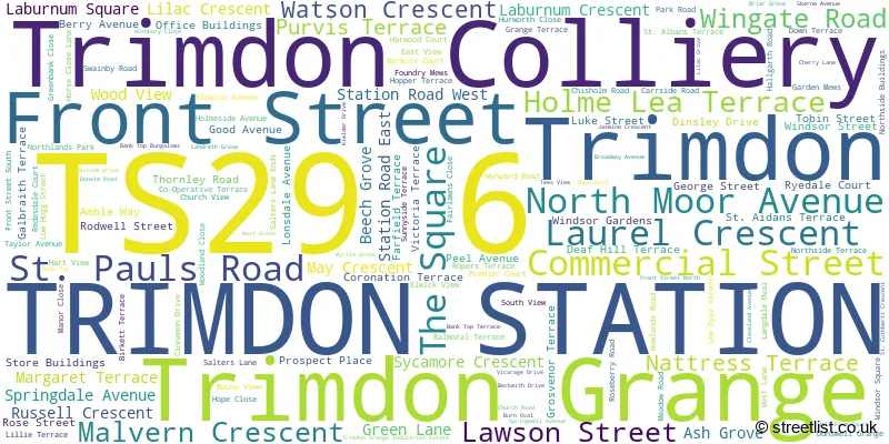 A word cloud for the TS29 6 postcode